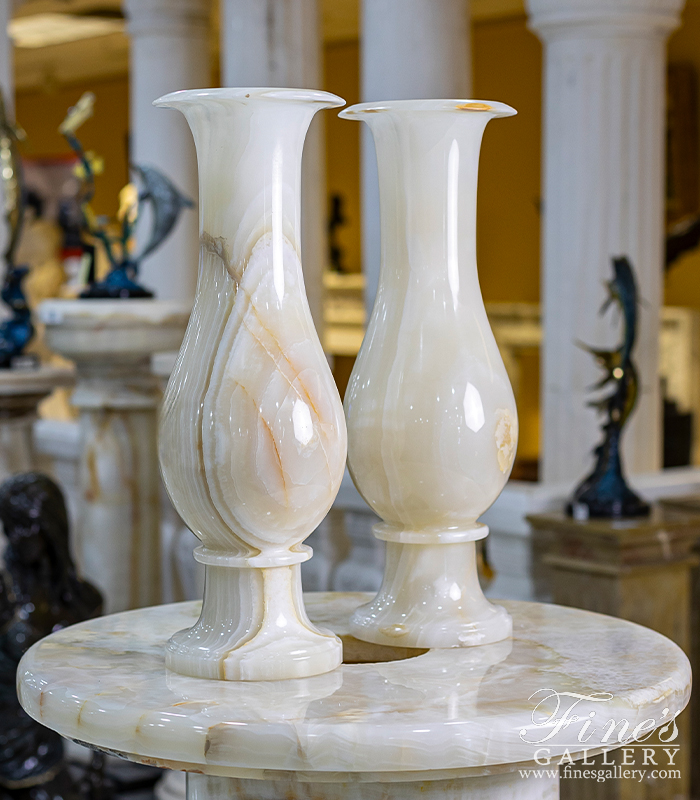 Marble Planters  - Onyx Urn Pair - MP-417